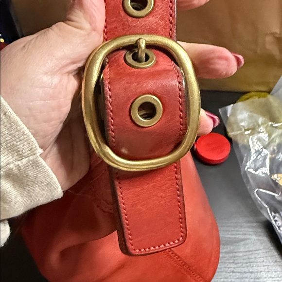 Coach Bleecker Tattersall Chili Orange Leather Hobo Bag - Picture 12 of 17